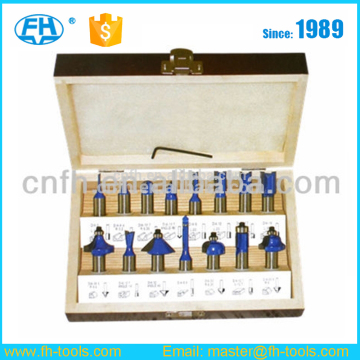 FH-15X wooden case packing Mixed 15pcs Woodworking Router Bit set