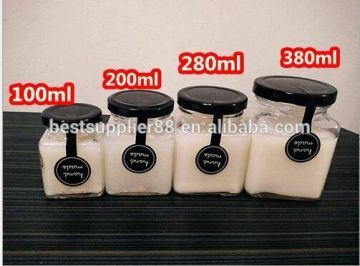 50ml 80ml 100ml 200ml 380ml square shape Glass Honey Jar with Lug Cap