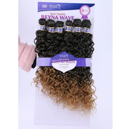 xuchang dadi factory wholesale reyna wave 6pcs synthetic hair weaving,ombre color double weft synthetic hair extensions