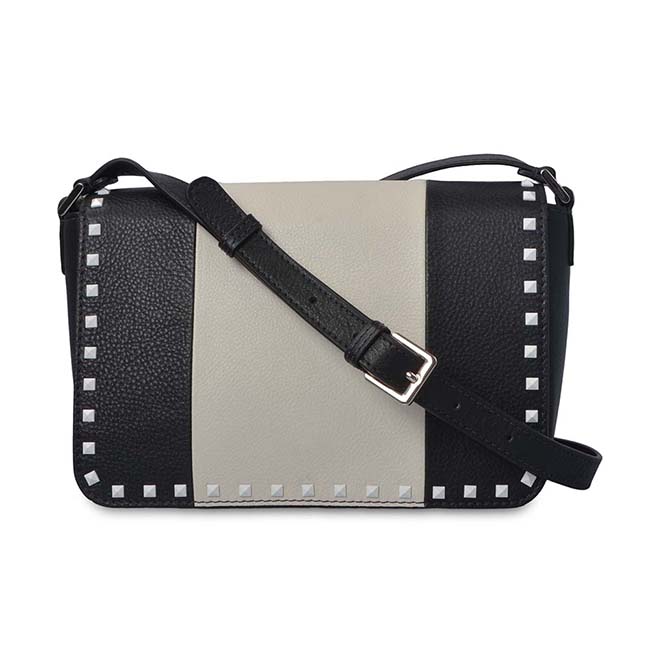 high quality fashion leather handbag matching rivet crossbody messenger satchel bag