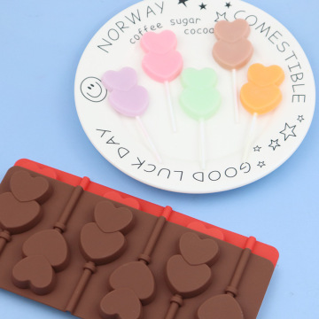 INTODIY Homemade Bright Color Heart Shape Silicone Lollipop Mold for DIY Baking