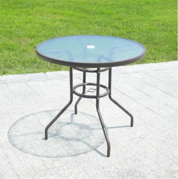 Tempered Glass Outdoor Coffee Table with Umbrella Hole