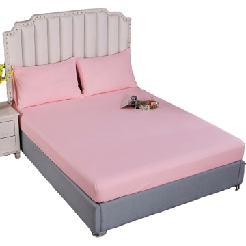 Plain Pink Polyester 3 Piece King & Queen Size Bed Sheet Set with Elastic All Around