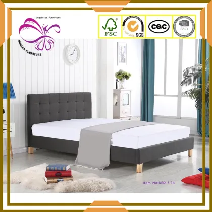 Comfortable leather double modern bedroom bed for home furniture