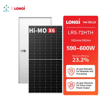Hi-MO X6 Solar Panels: 144 Cells, 590W/595W, 600W LR5-72HTH, 182mm Transparent Solar Panel by Longi