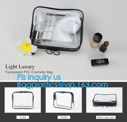 Popular Iridescent Clear PVC Makeup Bag, custom logo printing clear pvc makeup Bag, portable cosmetics makeup bag