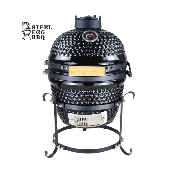 SEB KAMADO 13" Outdoor Multifunction Charcoal Ceramic Kamado Barbecue Grill, Black Bastard Kamado Grill