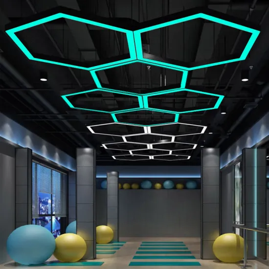 24 Inch RGB LED Hexagonal Pendant Light for Cafe, Gym, and Office