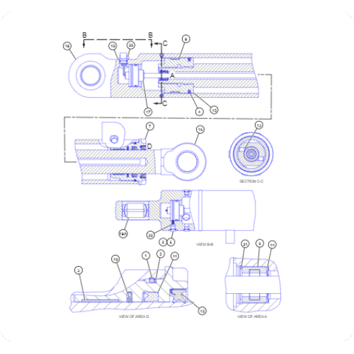 Grade levelling machine 16 steering cylinder assembly 436-9156/4369156