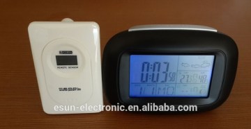 Best selling in Germany ESUN wireless 433MHz DCF RF radio control indoor outdoor desktop alarm weather station clock
