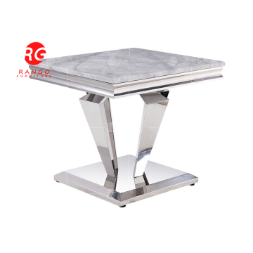 Modern Grey Marble and Stainless Steel Chrome RG01 Side Table