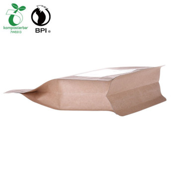 Biodegradable Kraft Paper Packaging Ziplock Sacos de café com janela