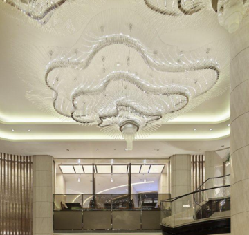 Large crystal chandelier in modern design