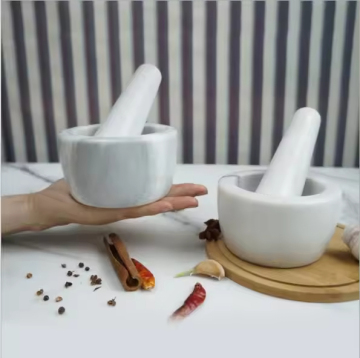 Natural Marble & Granite Garlic Crusher Set: Kitchen Ware Accessories with Pestle and Mortar