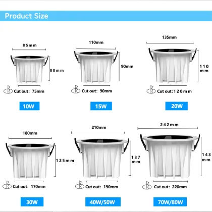 Seebest Downlight IP65 LED 3000K - New Construction Housing 25W/50W E27 Socket Dimmable Downlight
