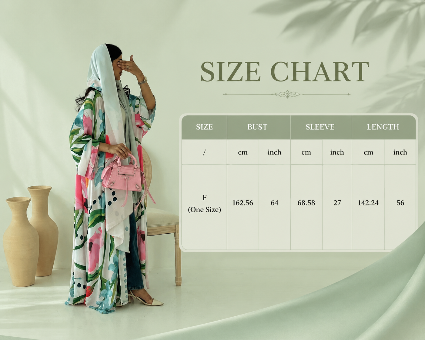 Floral Printed Open Abaya With Hijab