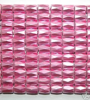 Pink Hematite 18 Faced Tube Beads 5X8MM Grade AB