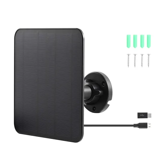 Outdoor Security Camera with Solar Panel, USB Battery, and Adjustable Mounting for 5V Mini Solar Charging