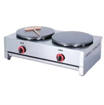 Professional Commercial Crepe Maker: Gas-Fueled Pancake & Cast Iron Crepe Cooking Equipment with Dual Oven and Thermostat