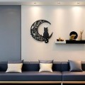Elegante decorazione da parete con sagoma di gatto lunare in lamiera stagnata