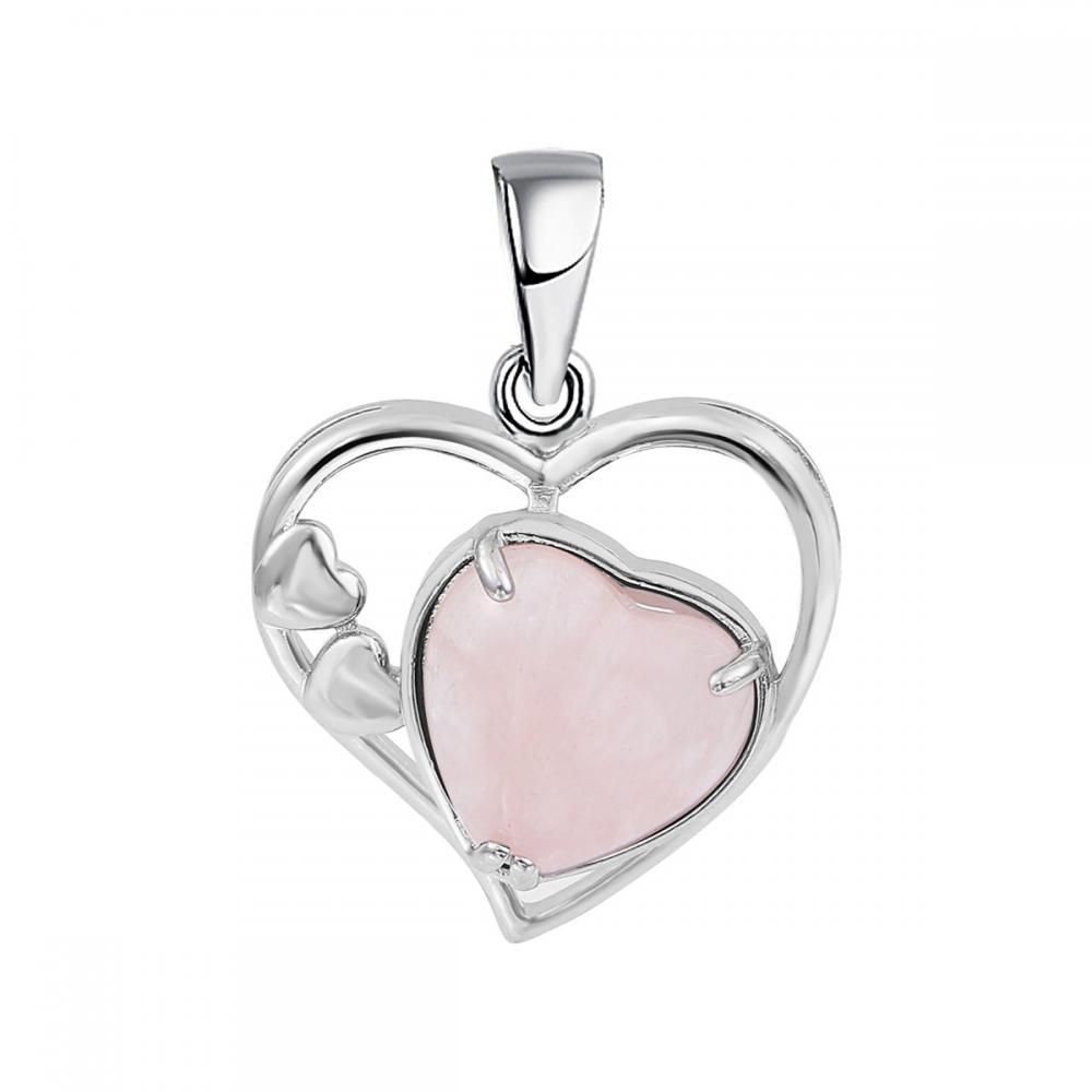 Rose Quartz Love Heart Birthstone Pendant Colliers de pierre précieuse pour les femmes