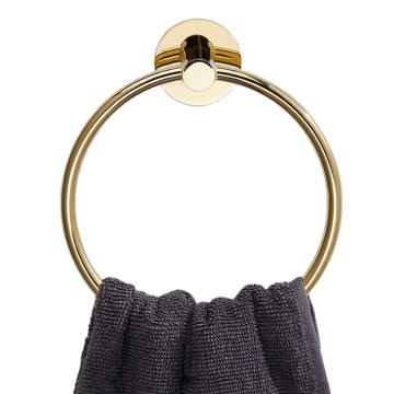 Glossy Gold Brass Wall Mounted Bathroom Towel Ring