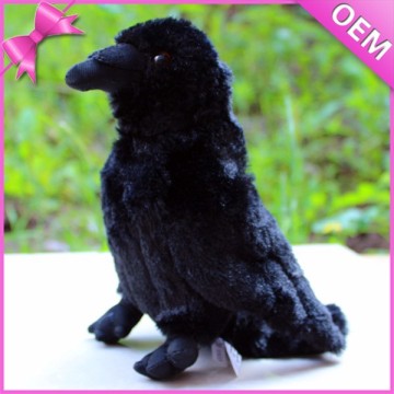 12" Standing Pure Black Crow Toy, Stuffed Crow Toy, Plush Crow Toy