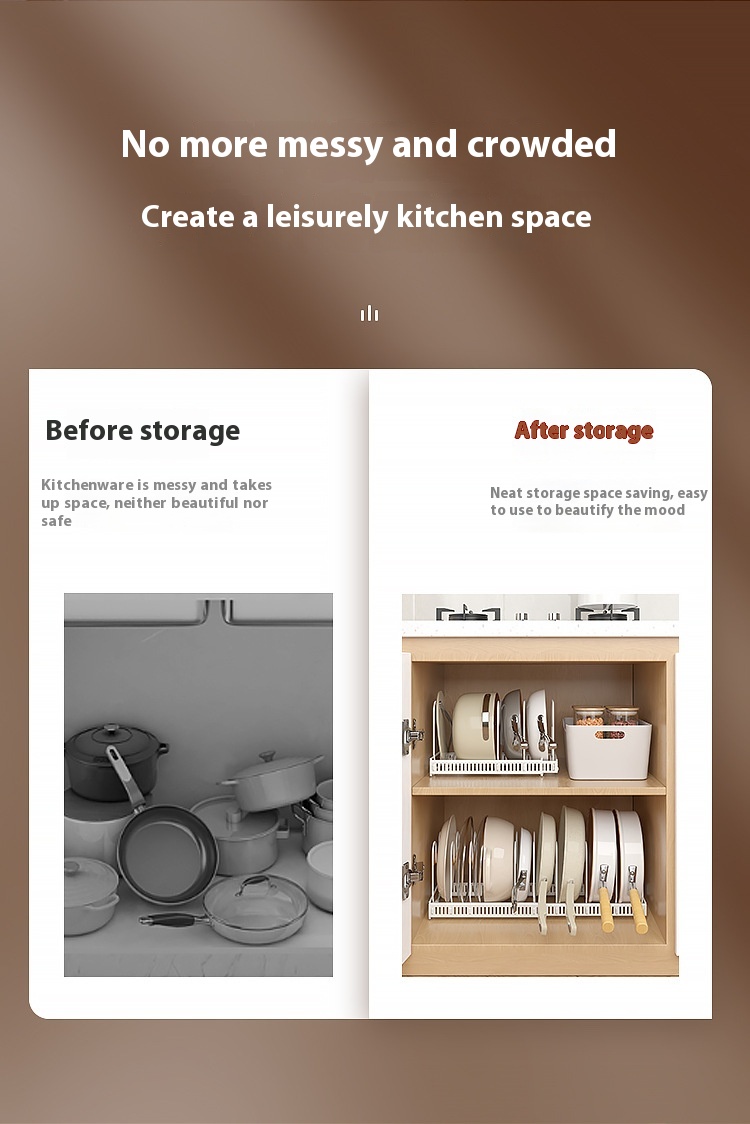 Telescopic Metal Pot Lid Rack Organizer