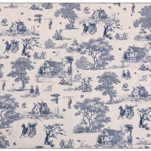 French Cotton Historial Blue Toile de jouy fabric