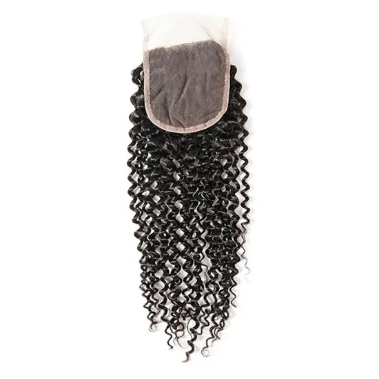 BIS 4*4 Curly wave lace closure remy transparent lace hair raw virgin human free sample Brazilian cuticle aligned hair