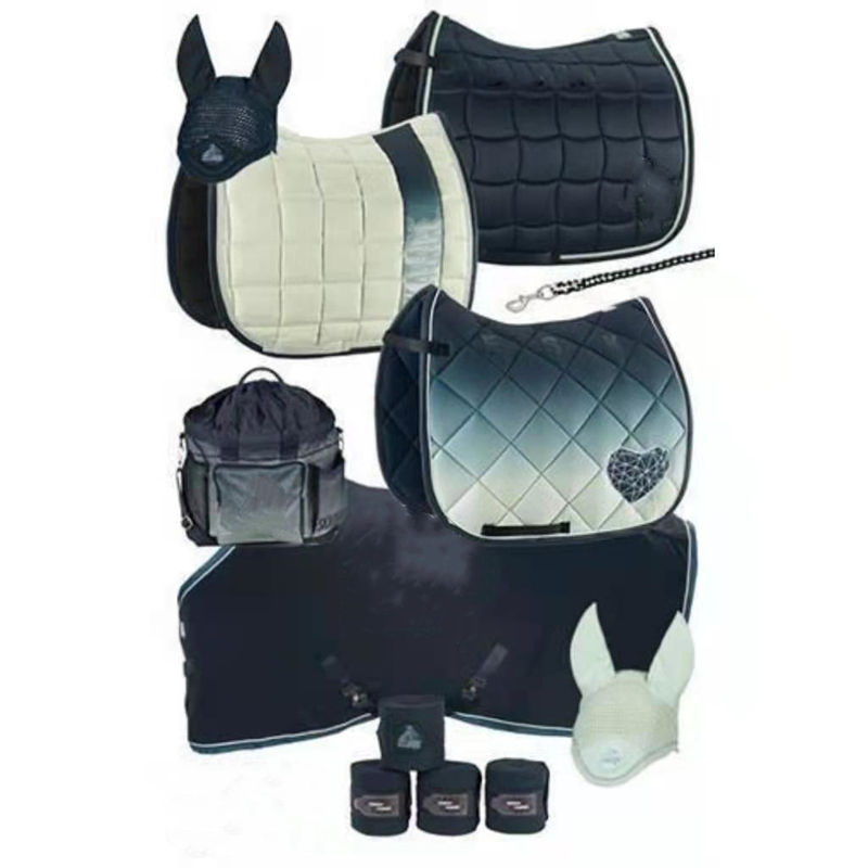 Horses Rug Ear Bonnet Boots Saddle Pads Set