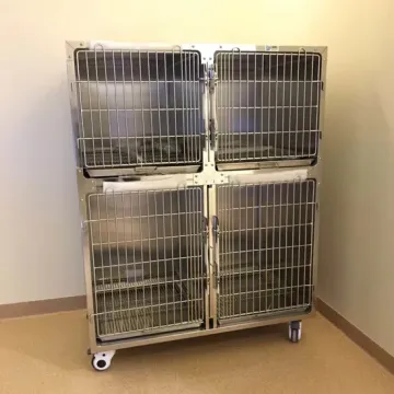 Animal Veterinary Pet Cages Stainless Steel Vet Cat Cage with Wheels and Tray Oxygen Cage