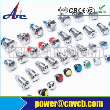 19mm/16mm/25mm Flat round Stainless steel Momentary Led waterproof light switch 12MM