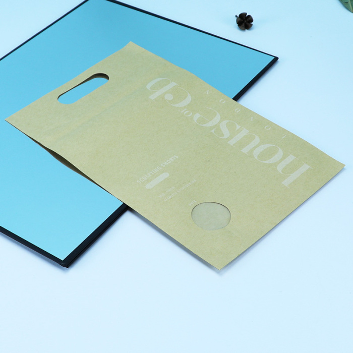 Die-Cut လက်ကိုင်ပါသော Kraft Self-Seal Bags