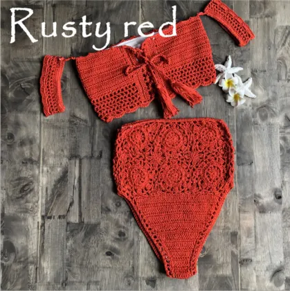 new handmade crochet openwork straps bikini beach ladies swimsuit bikini suit