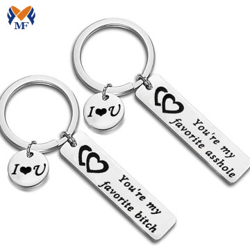 Custom stainless steel keychain with small tag