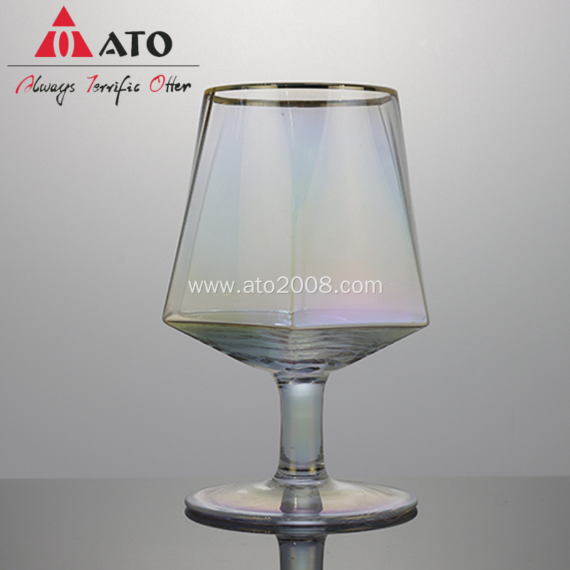 ATO Hand-Made Plating Rainbow Color Goblet Wine Glasses