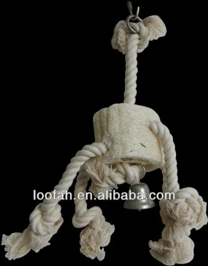 loofah and cotton rope toy for bird