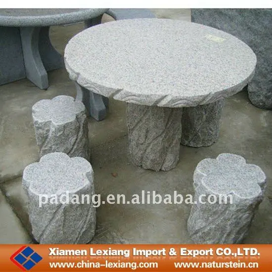 Grey stone stools with table
