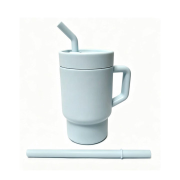 Gelas Tumbler Silikon Dapat Digunakan Kembali dengan 2 Sedotan | Mug Stanly Anti Bocor 280ml