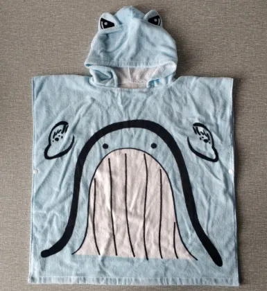 Kids sleeveless surf poncho blue towel robe