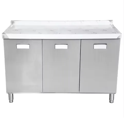 Factory-Supplied Outdoor Kitchen Cabinets: 3-Door, Single-Sink, Stainless Steel Storage Solutions
