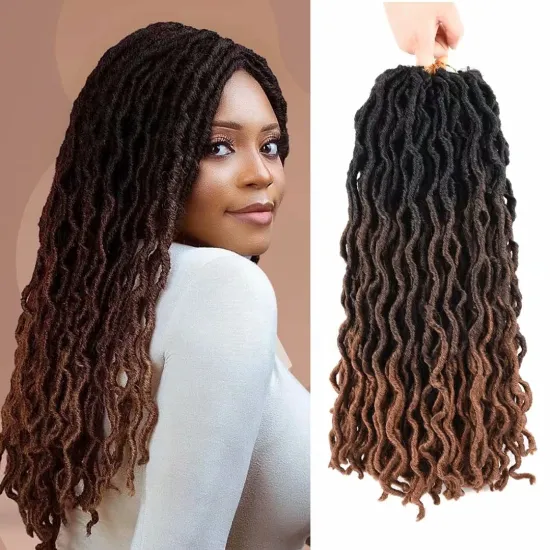 Gypsy Locs Crochet Hair Goddess Faux Locs Ombre Curly Wavy Locs 18 inches Braiding Hair Extensions Dreadlocks for Women
