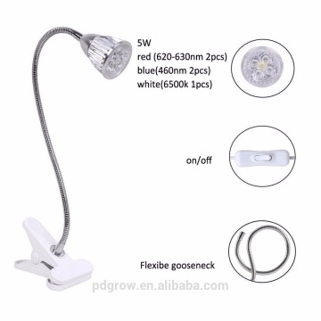 Flexible Neck 360 Degree Led Clip Desk Plant 5 watt Led Grow Light For Garden Greenhouse
/