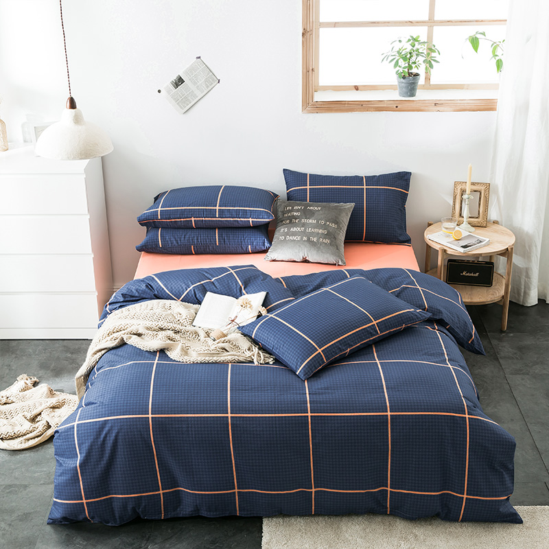 Cheap Grid printed cotton british style bed sets