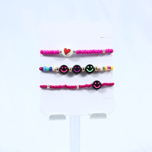 Rose-red smiley-face girl bracelet set