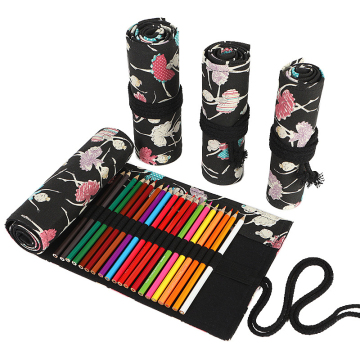 Roll-Up Custom Pencil Case Bag with Brush Holder - 12 to 72 Holes