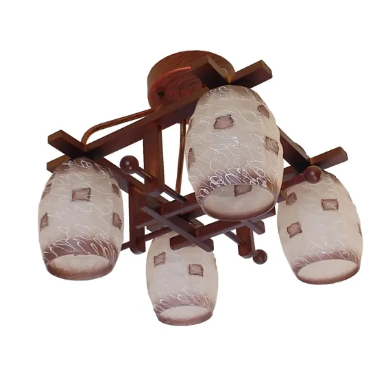 4 Head wooden and glass Ceiling Pendant Lighting