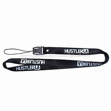 15mm Width Black Polyester Lanyard with Mobile Phone Buckle Release, OEM and ODM Orders Welcomed