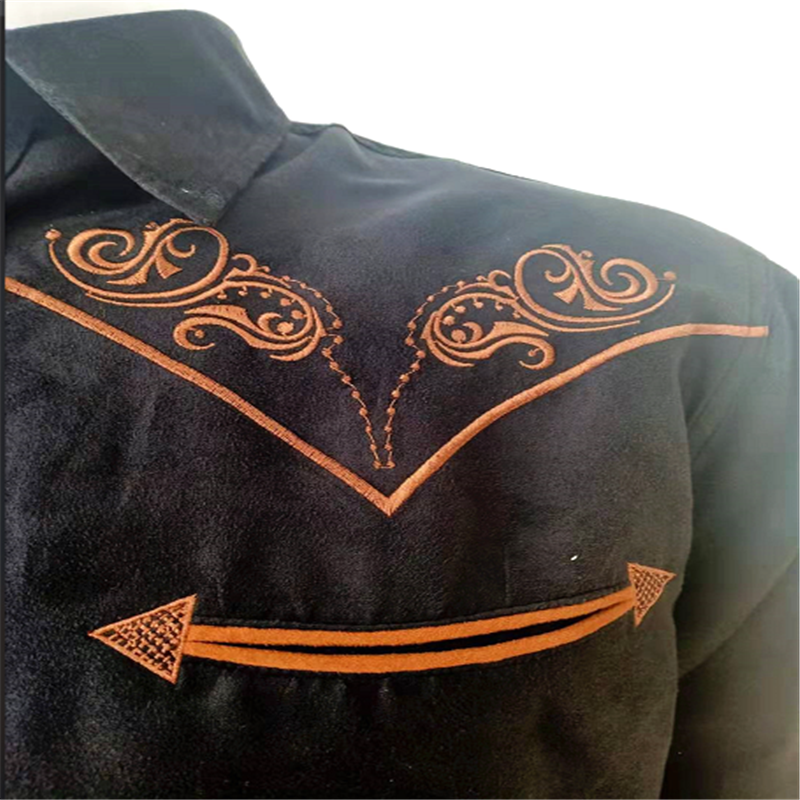 Men S Embroidery Suede Shirt